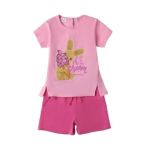 Completo t-shirt con stampa coniglietto e short