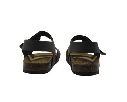 Sandalo in eco pelle con fibbia e velcro