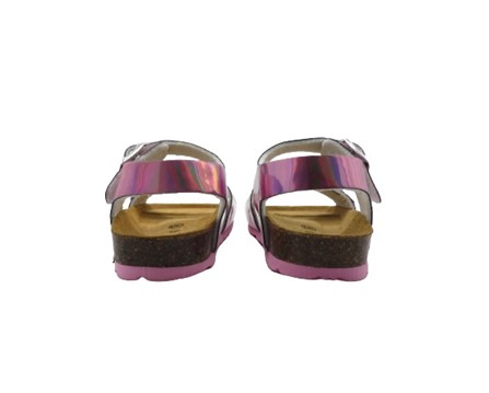 Sandalo in vernice laminata con doppie fibbie