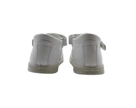 Sandalo primo passo in pelle con doppio velcro e fiore