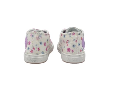 Sneaker primo passo in tela fantasia fiorellini con lacci