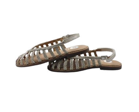 Sandali chiusi in pelle intrecciata con velcro