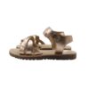 Sandalo in pelle laminata con intreccio e velcro