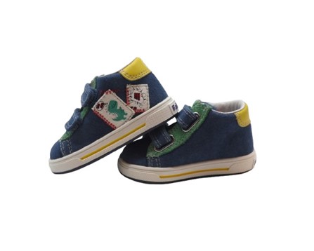 Sneaker primo passo in tela con doppio velcro