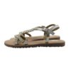 Sandalo in pelle con perline e strass