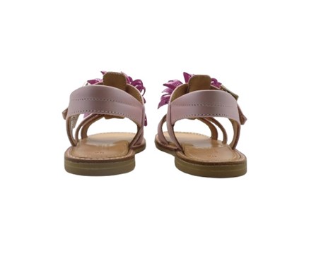 Sandalo in pelle con fiore e fibbia