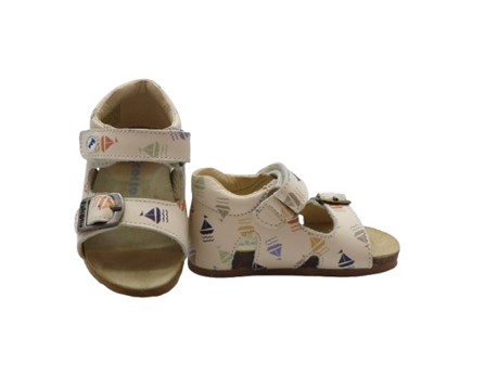 Sandalo primo passo in pelle con barche velcro e fibbia