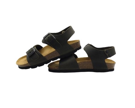 Sandalo in eco pelle con doppie fibbie