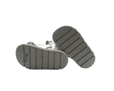 Sandalo primo passo in pelle laminata con doppio velcro