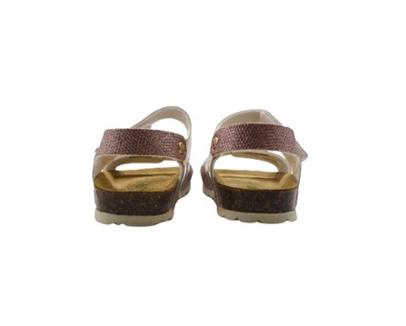 Sandalo in vernice laminata con velcro e fibbia