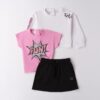 Completo felpa, t-shirt e gonna