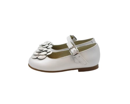 Ballerina in pelle con fiore e fibbia