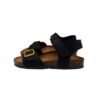 Sandalo in pelle con velcro e fibbia