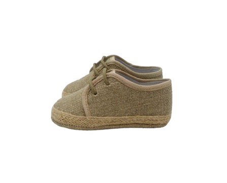 Scarpa culla in lino con lacci