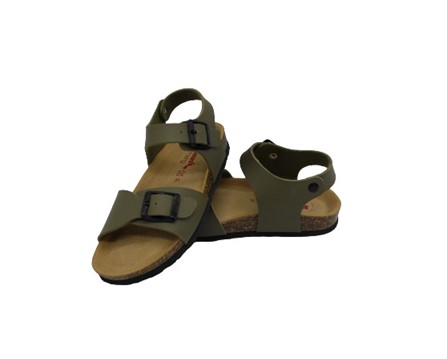 Sandalo in pelle con doppia fibbia