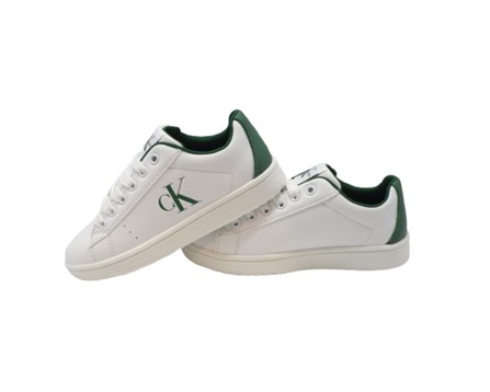 Sneaker in pelle con lacci e riporti a contrasto