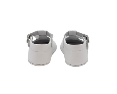 Scarpa culla in pelle con fiocco e fibbia