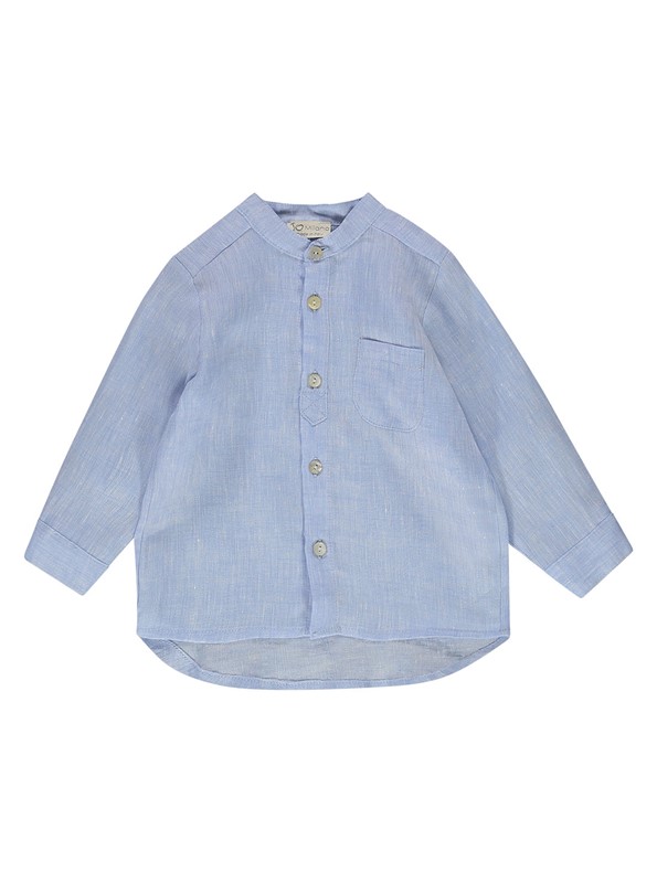 Camicia coreana in lino con taschino