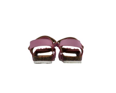Sandalo in pelle con doppio velcro e fiorellini
