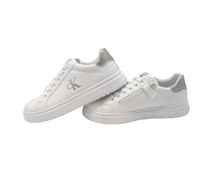 Sneaker in pelle con lacci e zip