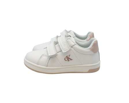 Sneaker in pelle con doppio velcro