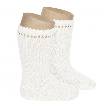 Calzettone lungo in cotone con elastico traforato