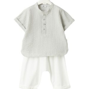 Completo camicia mezza manica a righe e bermuda