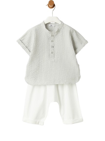 Completo camicia mezza manica a righe e bermuda