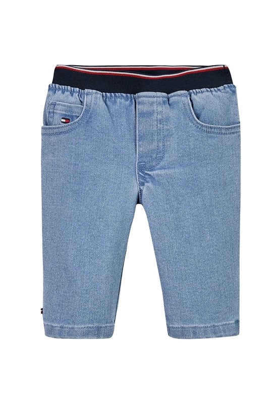 Pantalone denim con elastico in vita