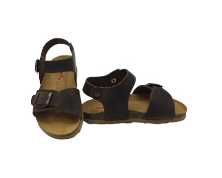 Sandalo in pelle con doppia fibbia