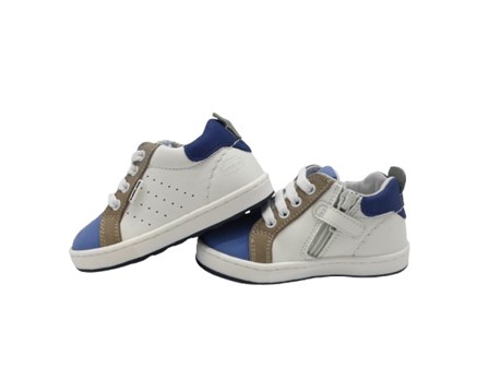 Sneaker primo passo in pelle con lacci e zip