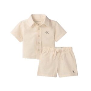 Completo camicia e bermuda in misto lino