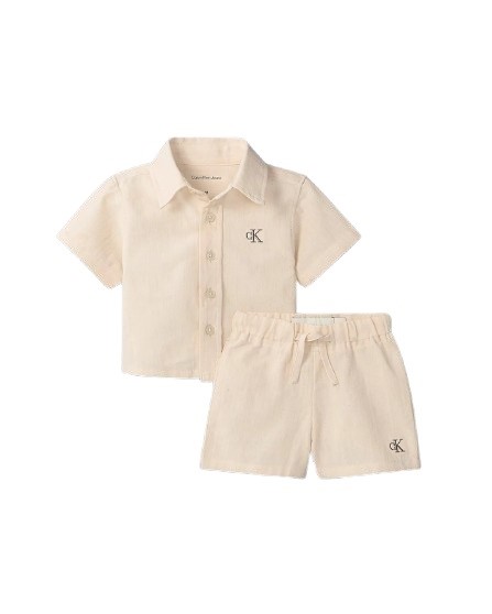 Completo camicia e bermuda in misto lino