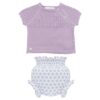 Completo maglia con trafori e coulotte fantasia floreale