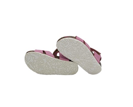 Sandalo in pelle con doppio velcro e fiorellini