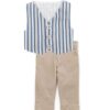 Completo gilet in misto lino e pantalone in rasatello