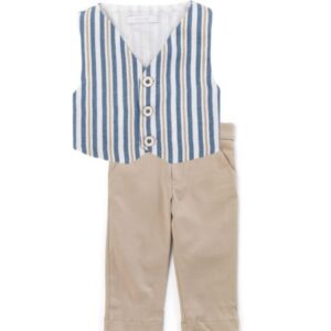 Completo gilet in misto lino e pantalone in rasatello