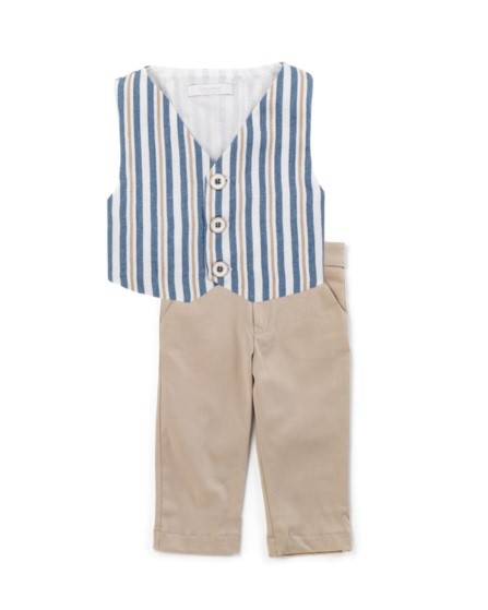 Completo gilet in misto lino e pantalone in rasatello