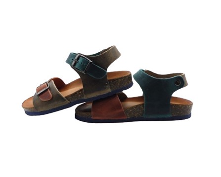 Sandalo in pelle con doppia fibbia