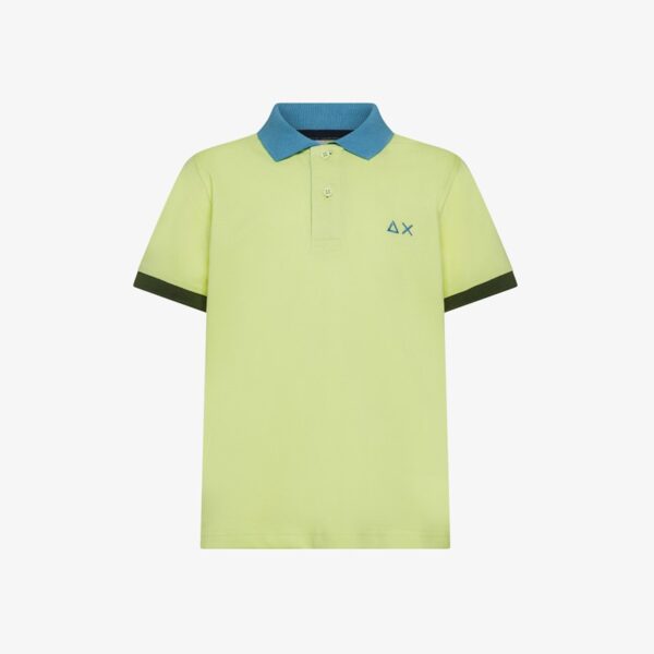 T-shirt polo con colletto a contrasto e ricamo logo
