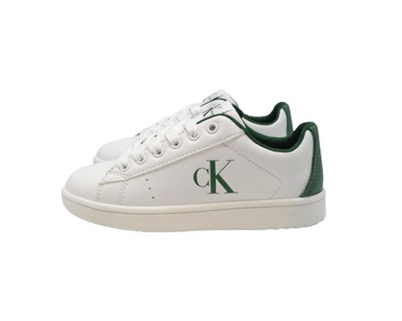 Sneaker in pelle con lacci e riporti a contrasto