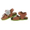 Sandalo in pelle con doppio velcro con margherite