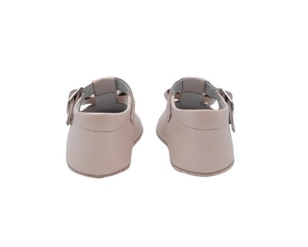 Scarpa culla in pelle con fiocco e fibbia