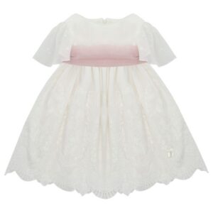 Vestito con maniche in pizzo e ricami