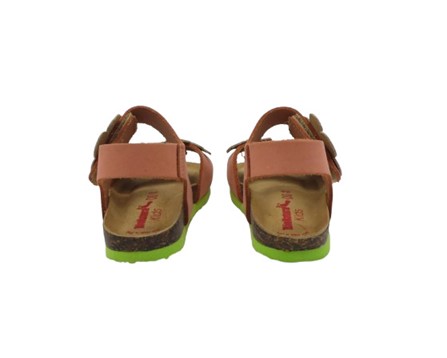 Sandalo in pelle con doppio velcro con margherite