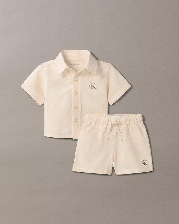 Completo camicia e bermuda in misto lino