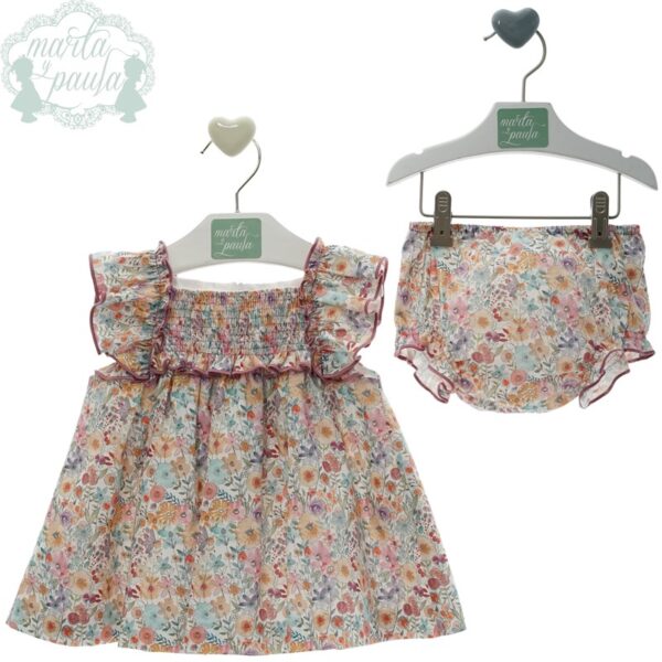 Vestito fantasia floreale con mutandina e giacchino