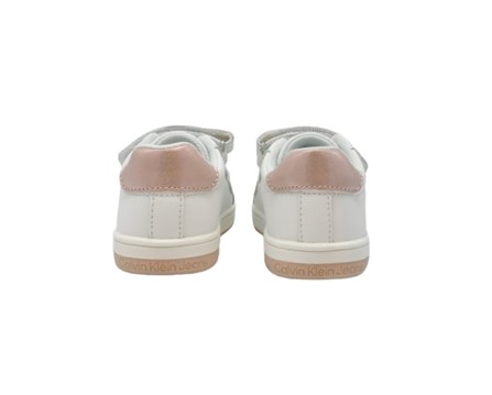 Sneaker in pelle con doppio velcro