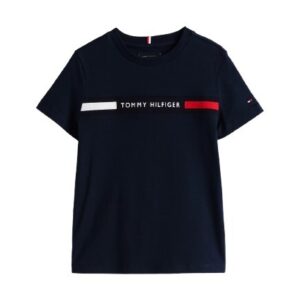 T-shirt con inserto in maglia e logo