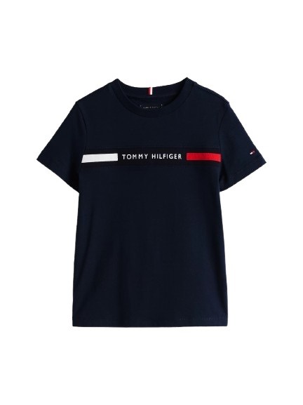 T-shirt con inserto in maglia e logo